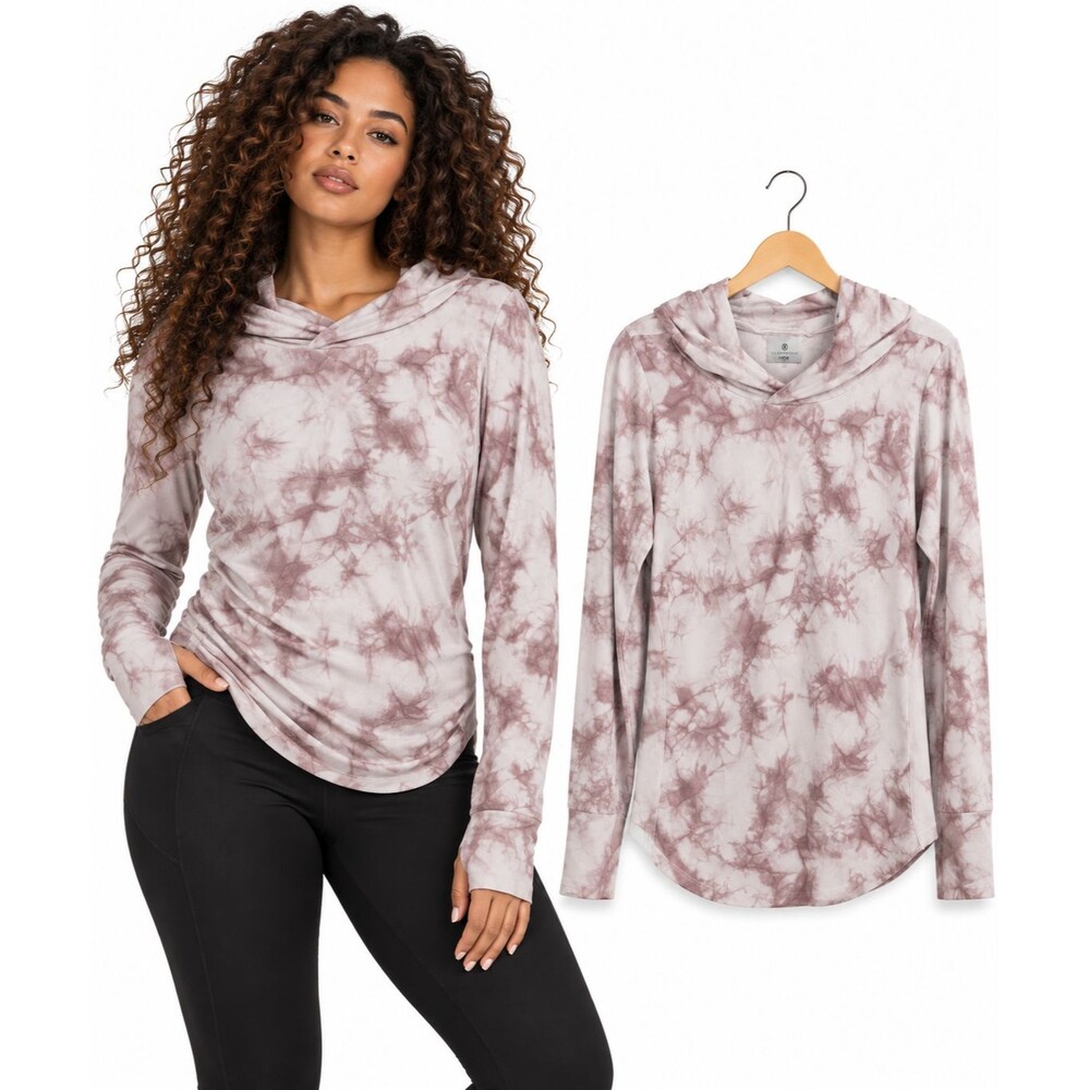 Climawear Seamless Pullover Hoodie Large Pink Tie Dye Long Sleeve Athleisure